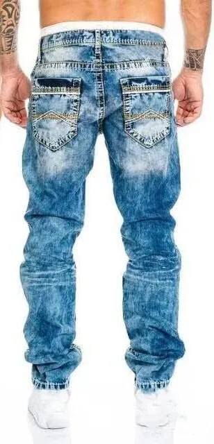 Men's Relaxed-Fit Stone Wash Denim Jeans