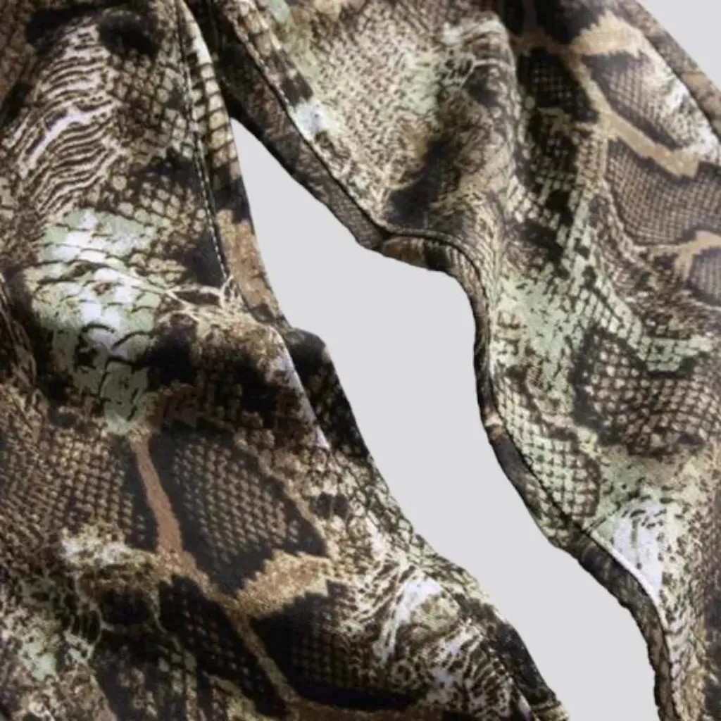 Men's snake-skin-print jeans