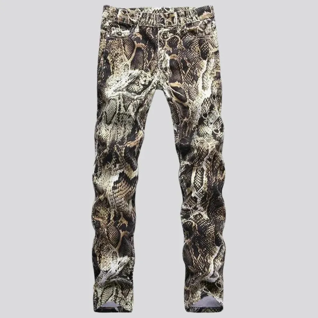 Men's snake-skin-print jeans