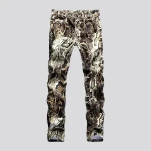 Men's snake-skin-print jeans