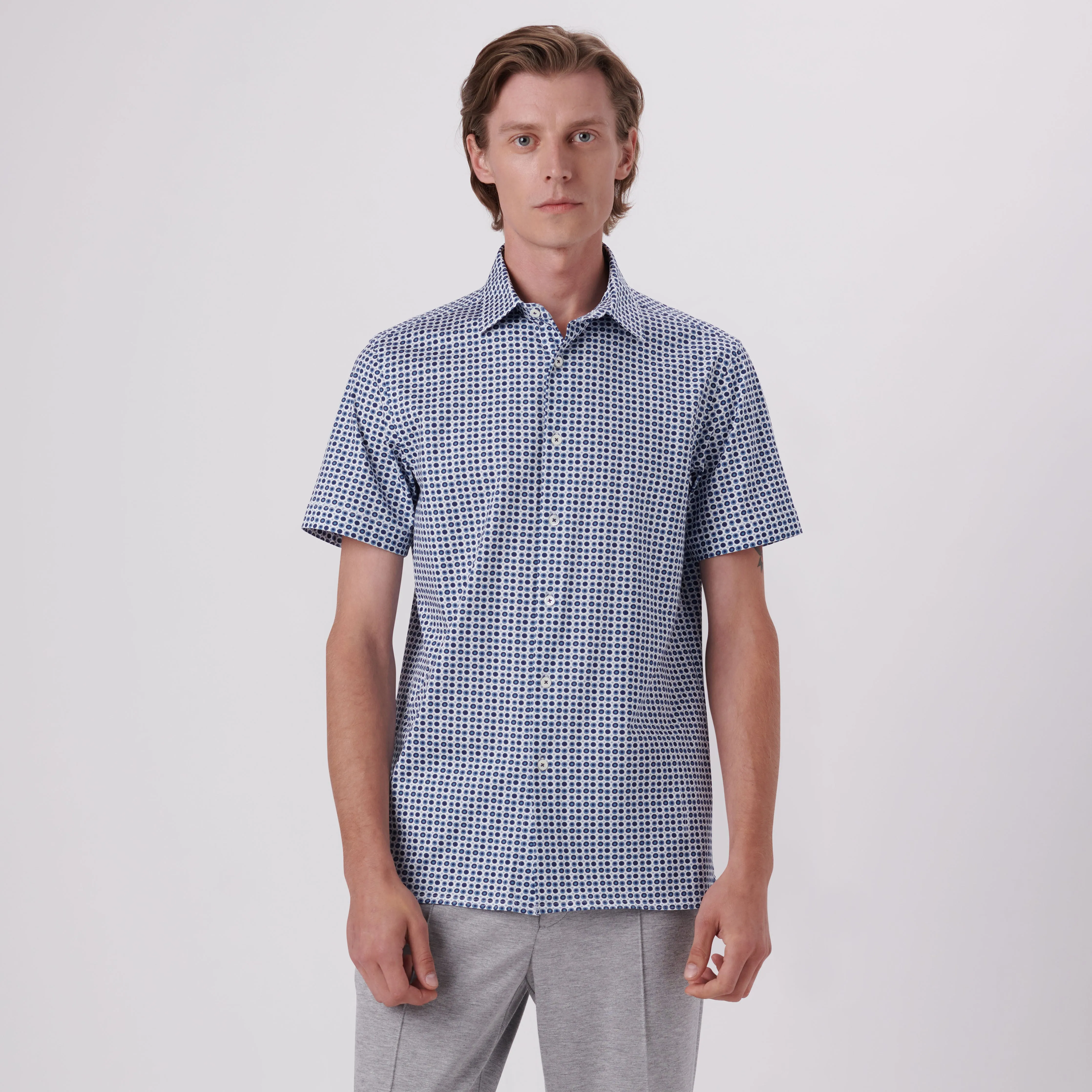 Milo Bull's Eye Print OoohCotton Short Sleeve Shirt