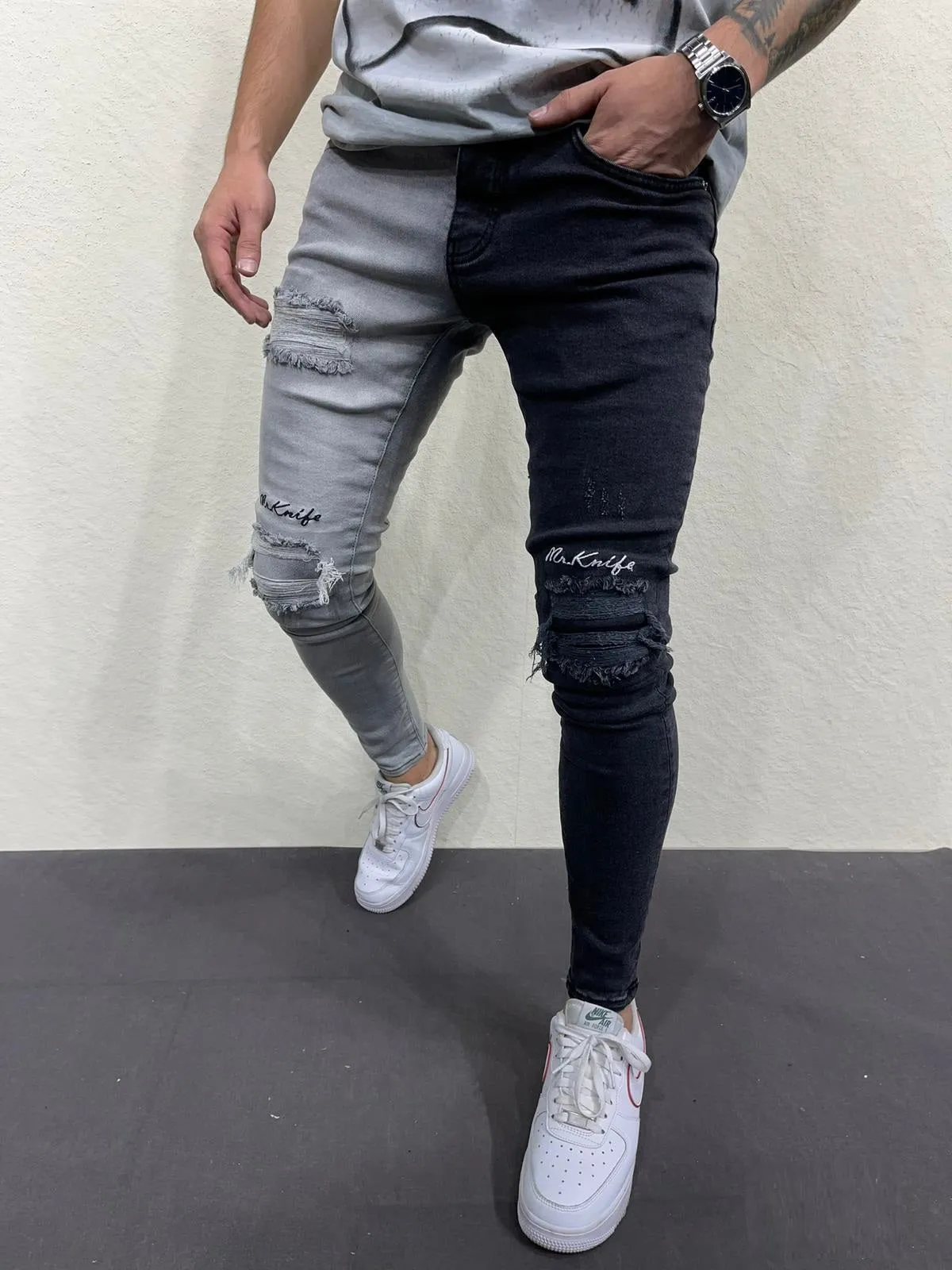 Mr Knife 2 Colors Jeans - Black Gray Y15