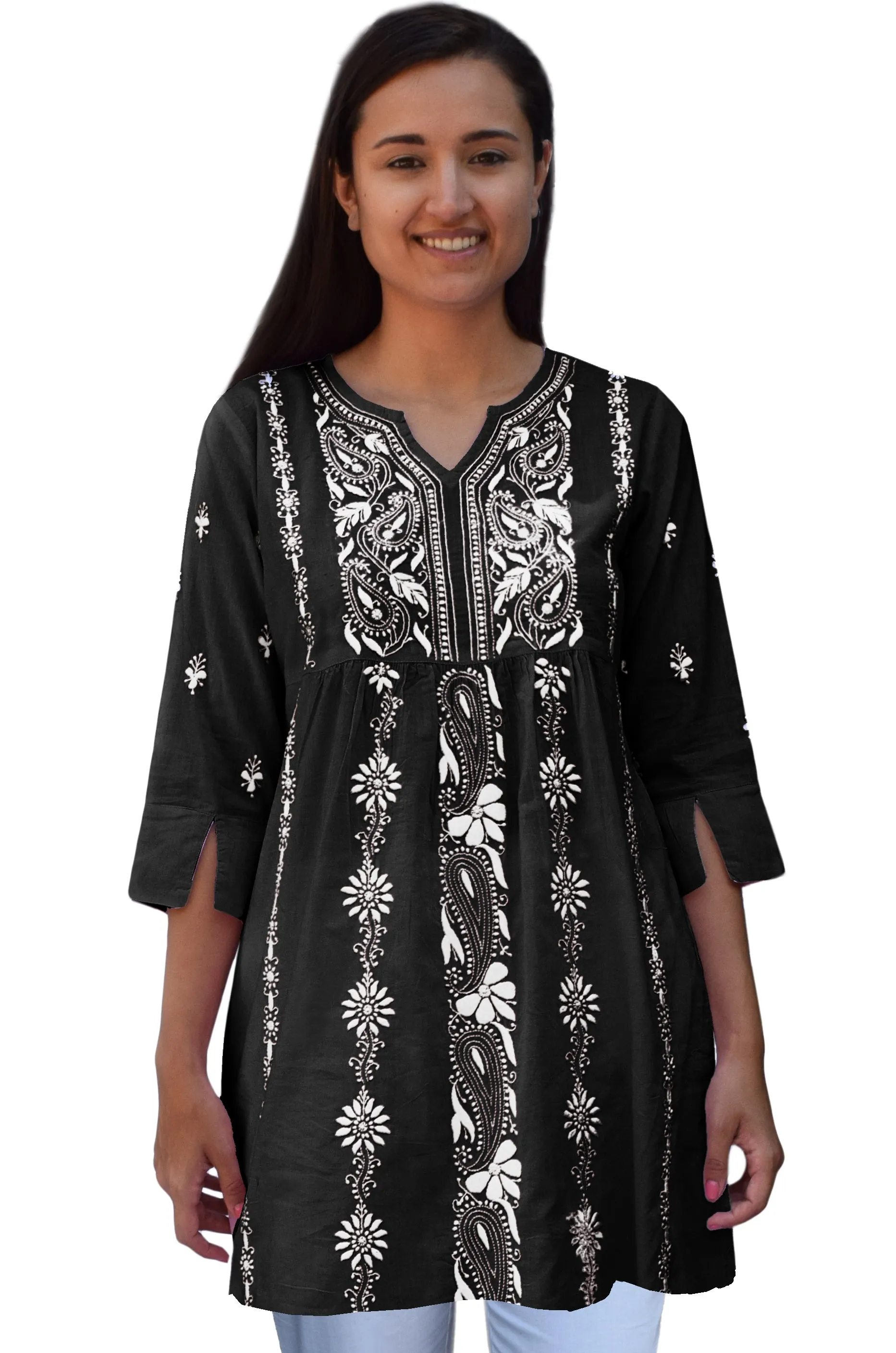 NEERA Hand Embroidered Pure Soft Cotton Tunic Kurta Dress: Made to Order/Customizable