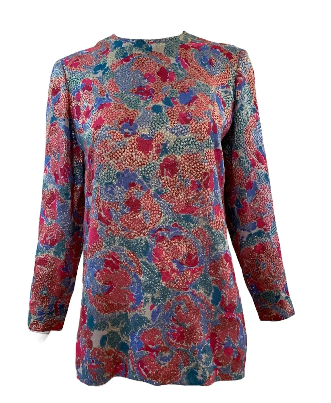 Norman Norell 70s Floral Lame Pantsuit Ensemble