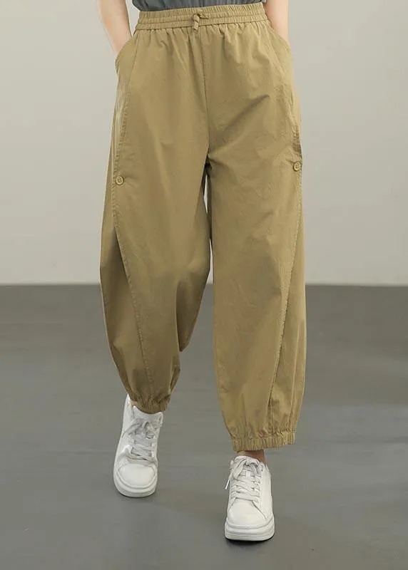 Organic Khaki High Waist Cargo  Pants Trousers Summer