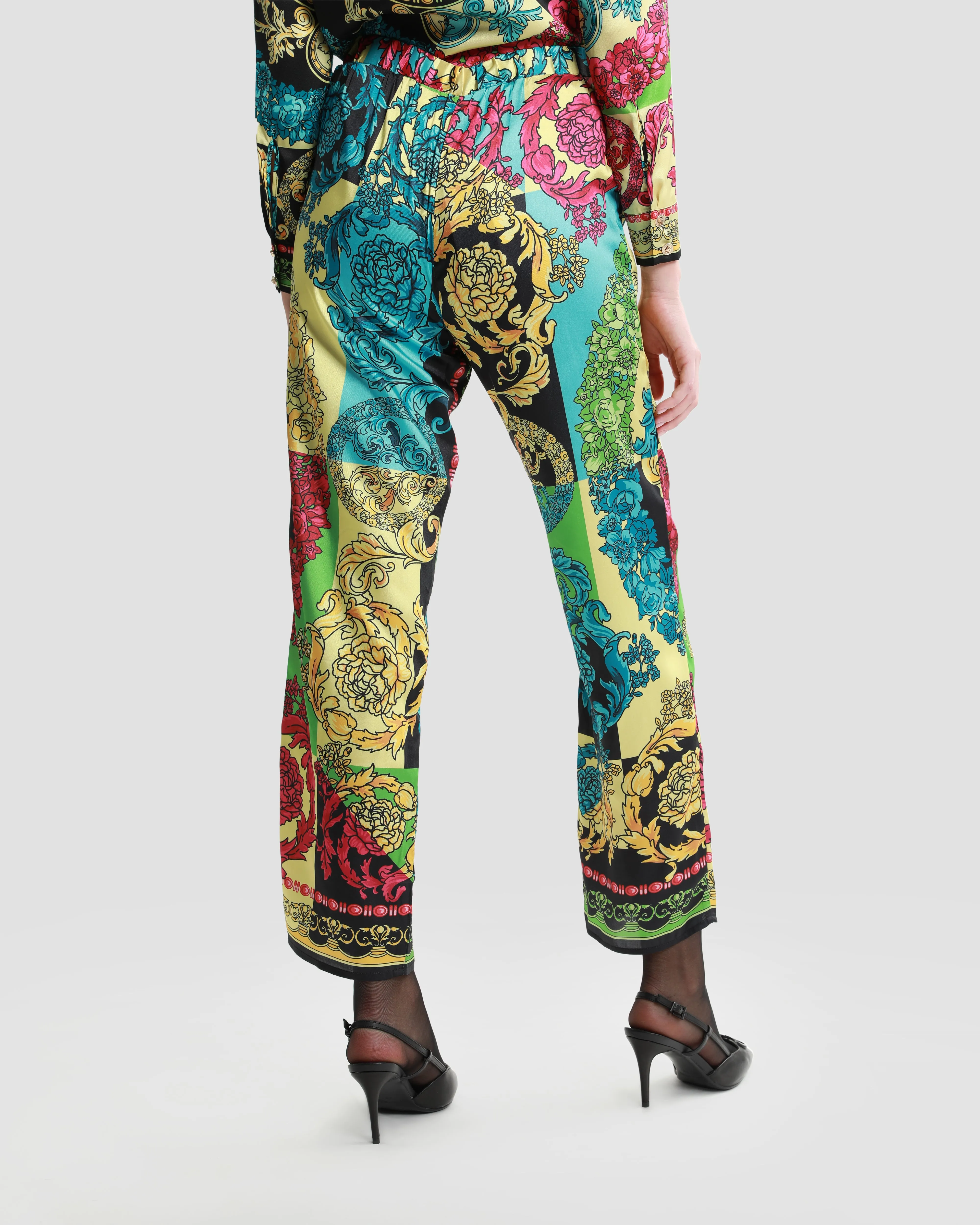 Ornate Color Block Straight Leg Pants