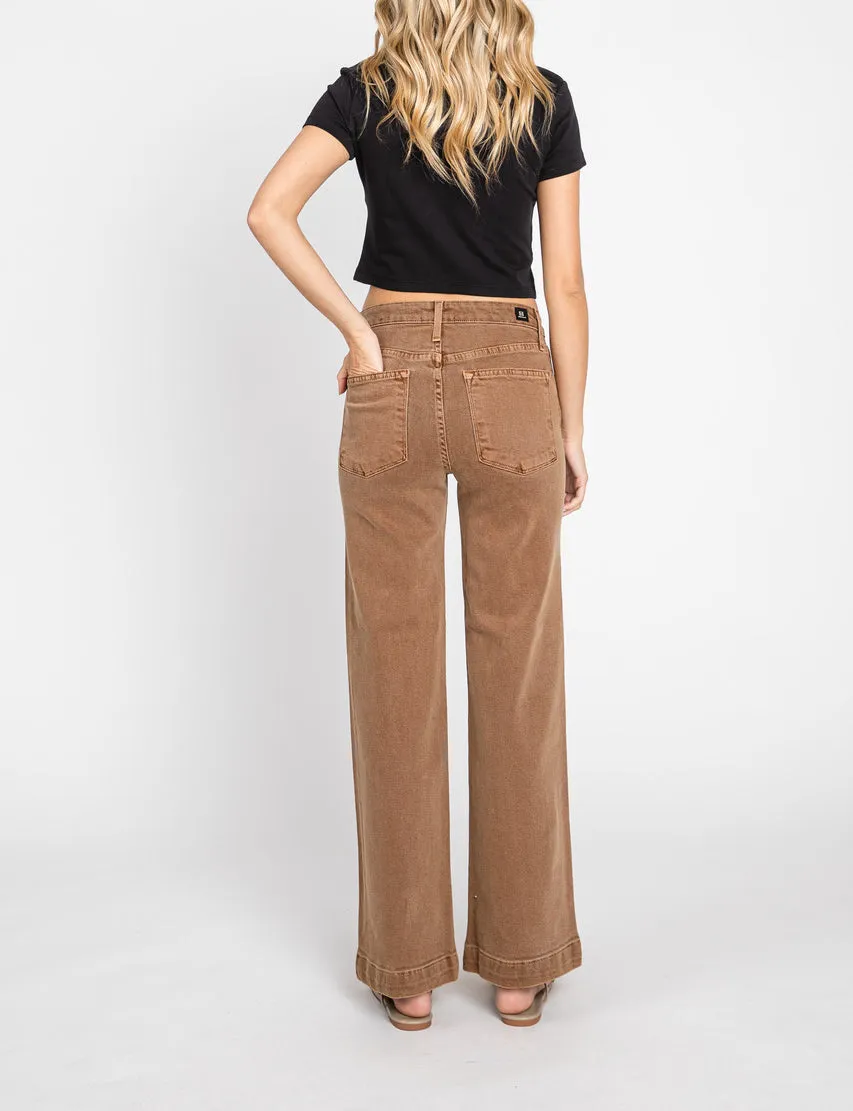 Palazzo Wide Leg High Waist Jeans in Caramel