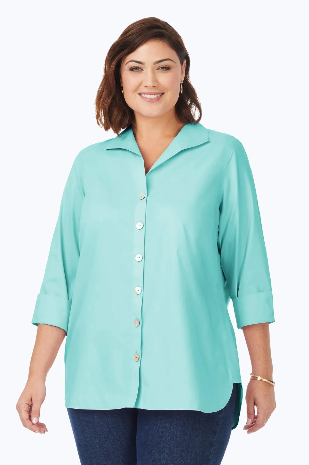 Pandora Plus Pinpoint No Iron 3/4 Sleeve Tunic