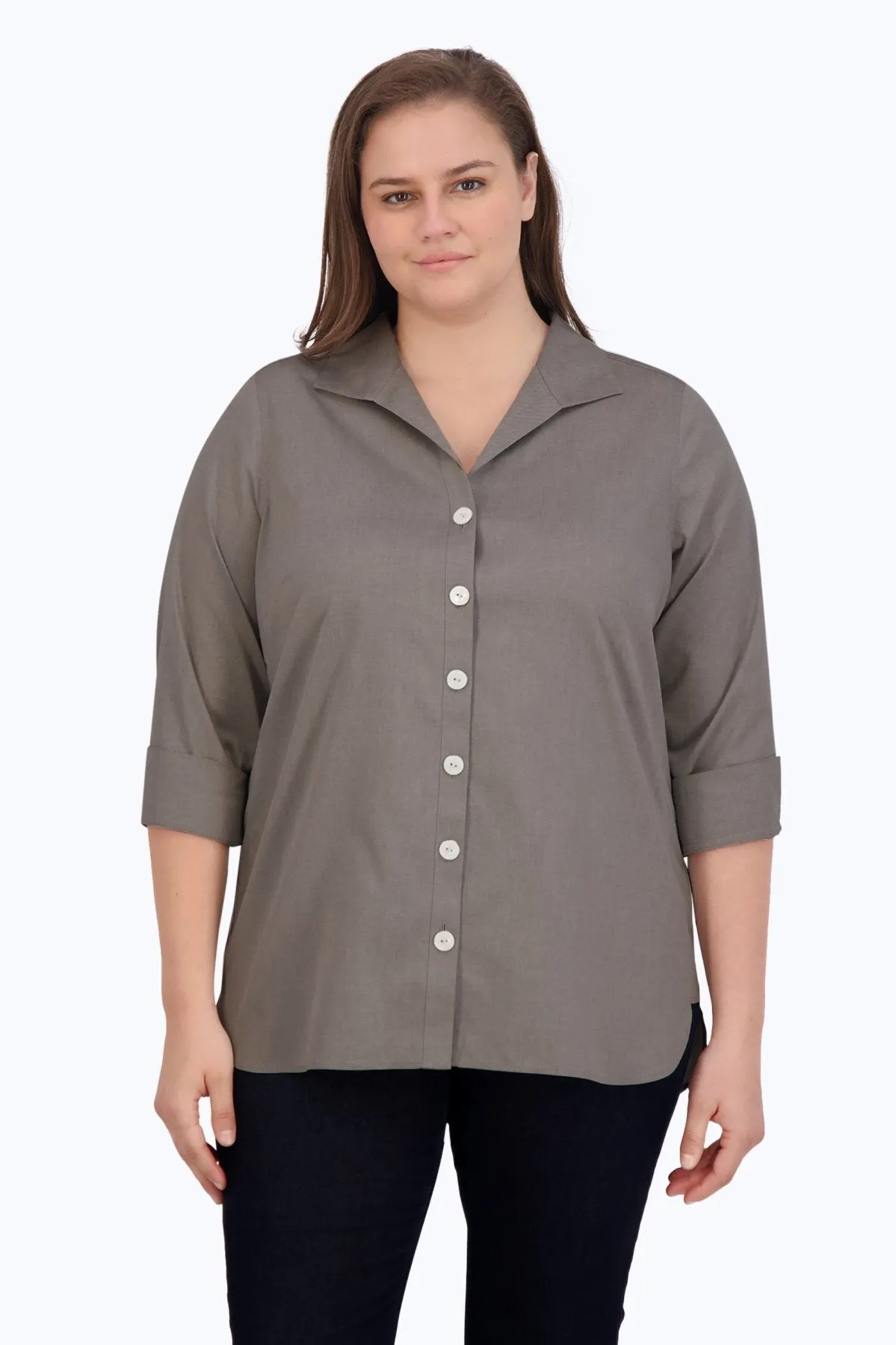 Pandora Plus Pinpoint No Iron 3/4 Sleeve Tunic