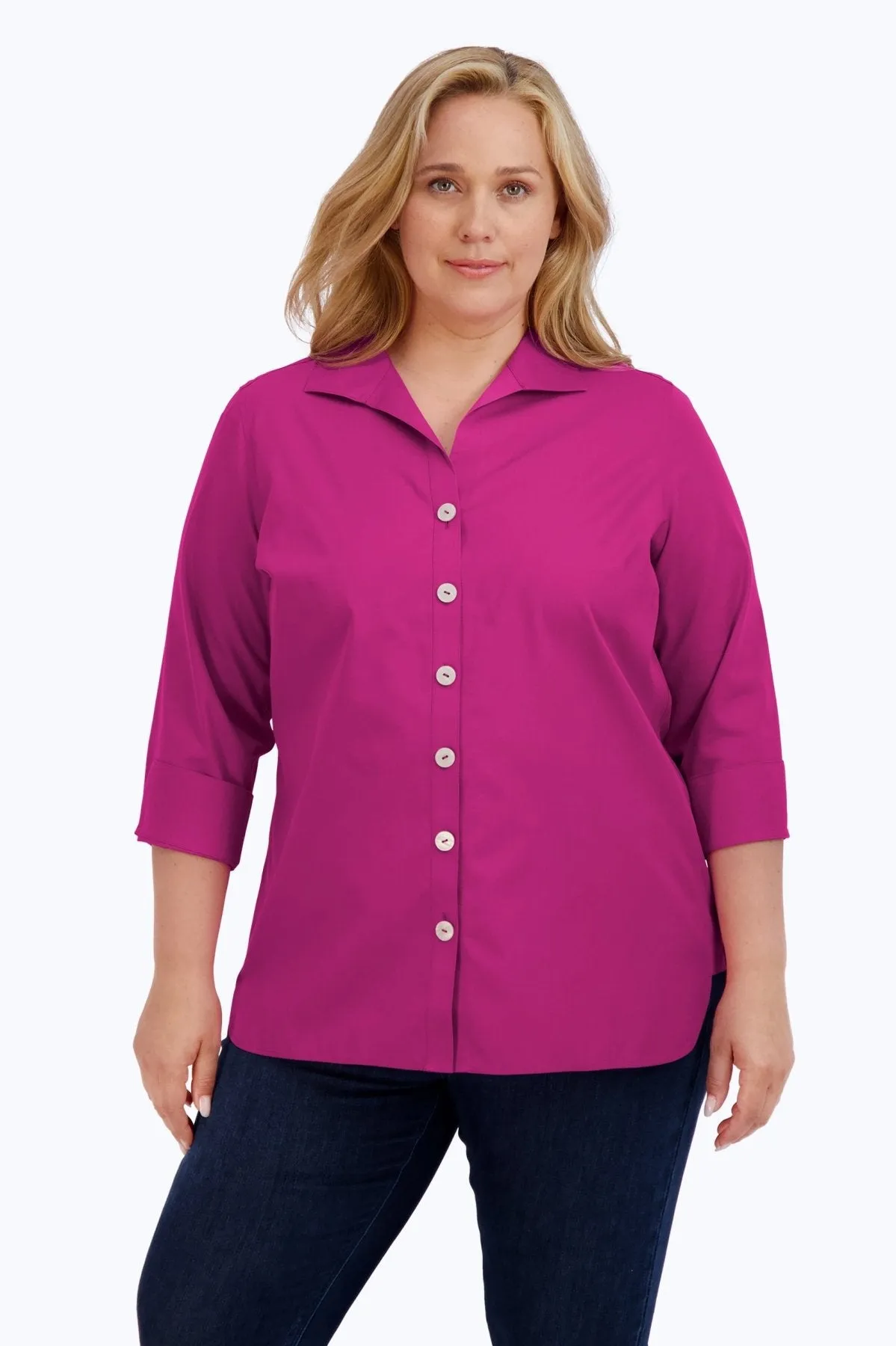 Pandora Plus Pinpoint No Iron 3/4 Sleeve Tunic