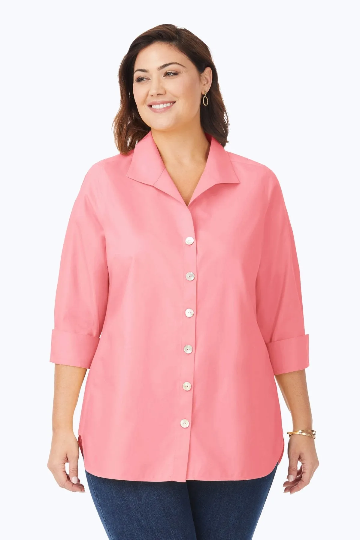 Pandora Plus Pinpoint No Iron 3/4 Sleeve Tunic