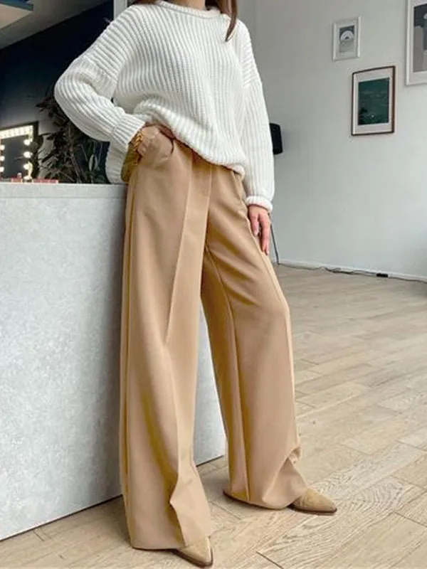 Pants Straight High Waist Floor Dragging Casual Wide Leg Pants for Women