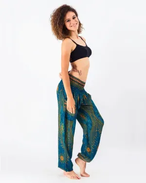 Peacock Eye in Turquoise / Unisex Harem Pants, Thailand