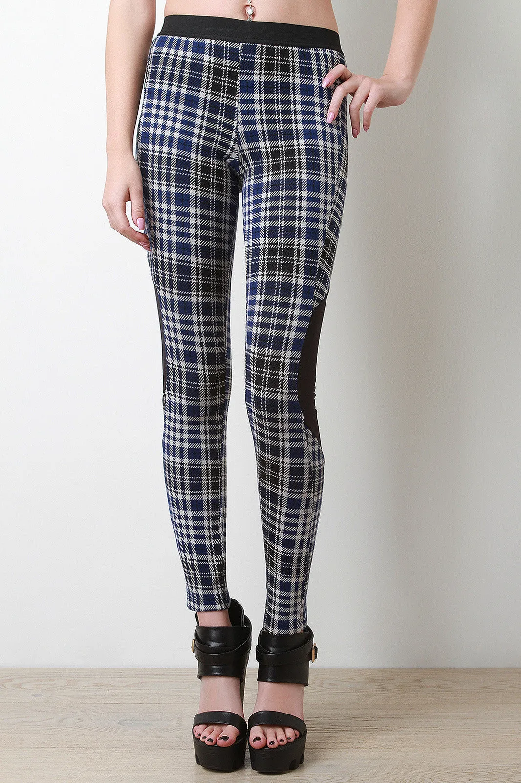 Plaid Taper Leggings Pants