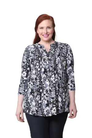 Plus Size La Cera Midnight Blooms Print Tunic