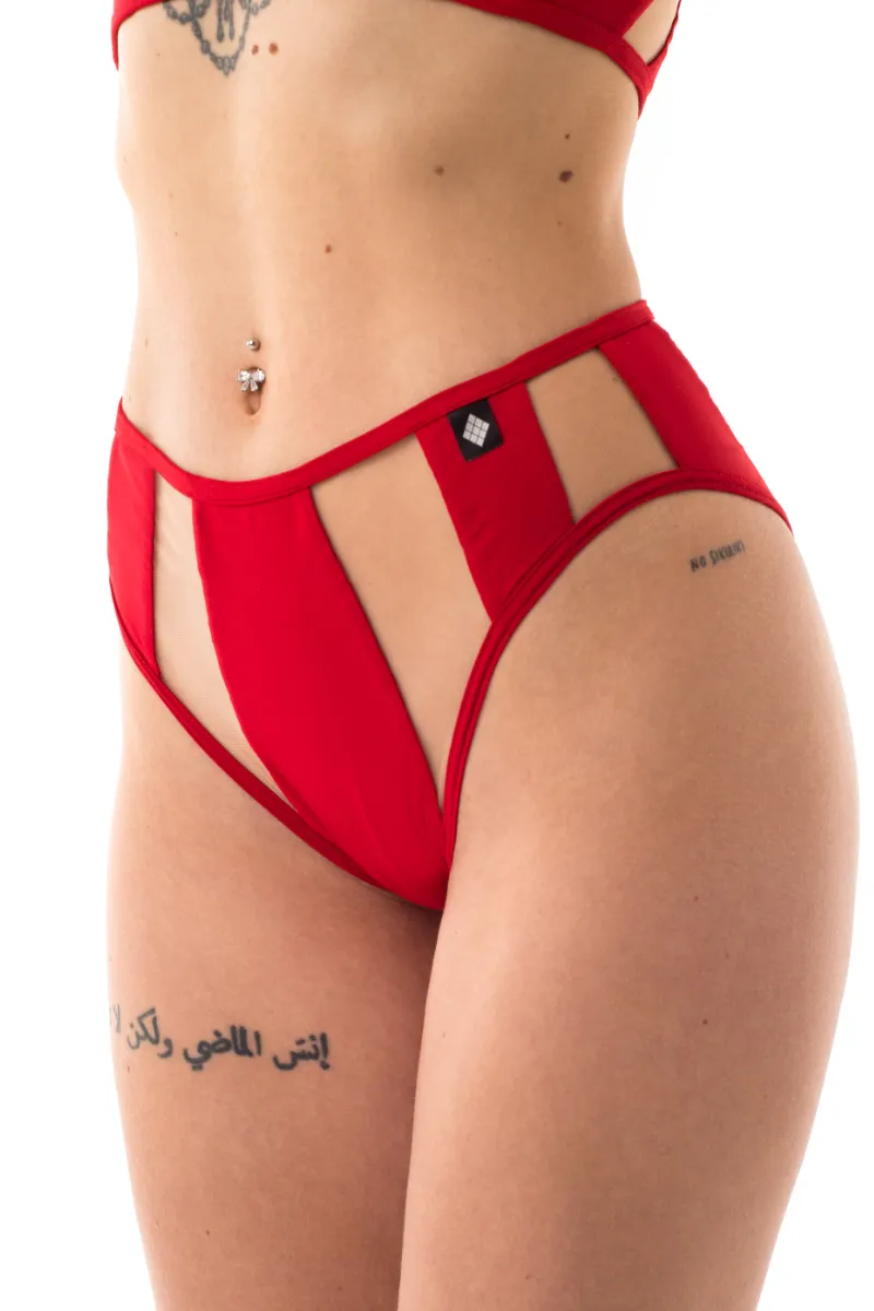 Poledancerka Rays High Leg Bottoms - Red