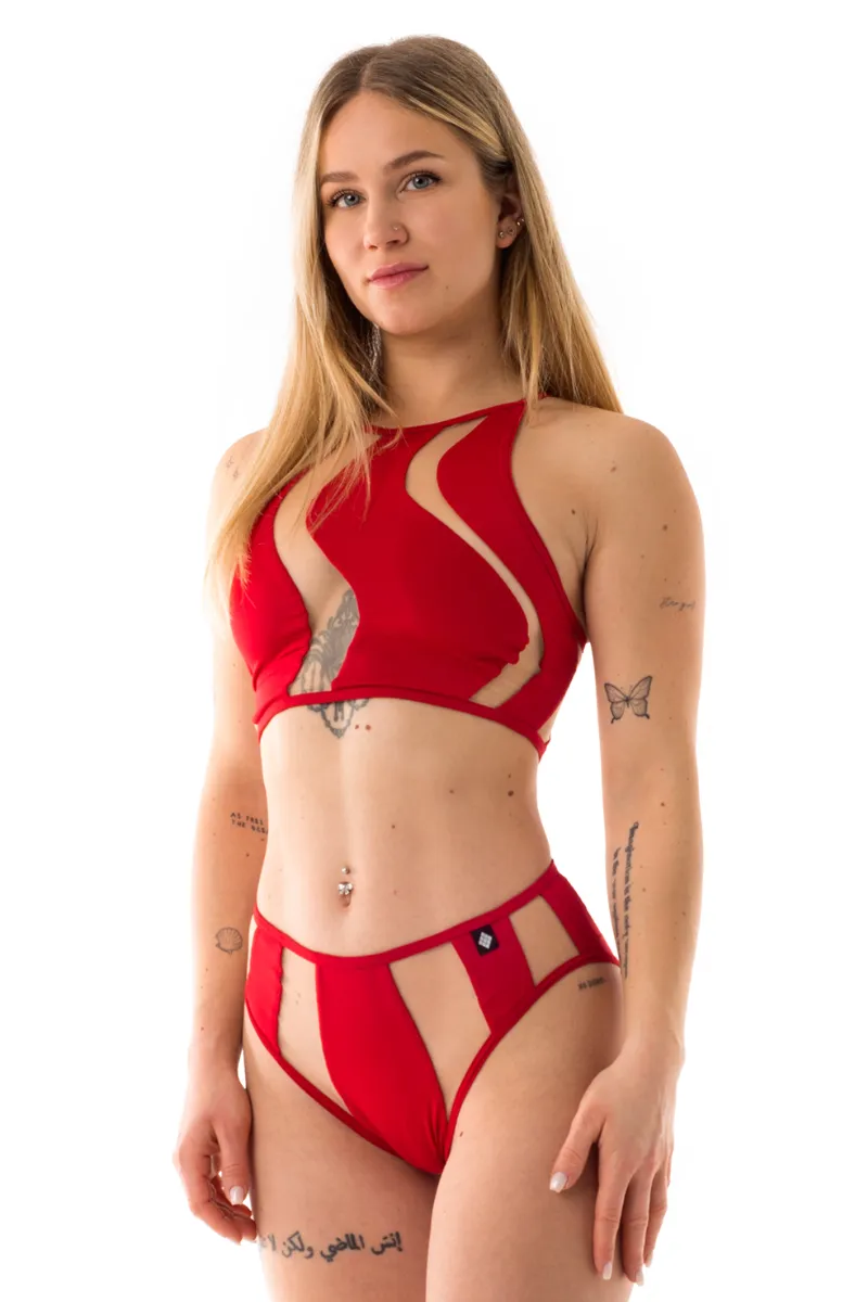 Poledancerka Rays High Leg Bottoms - Red