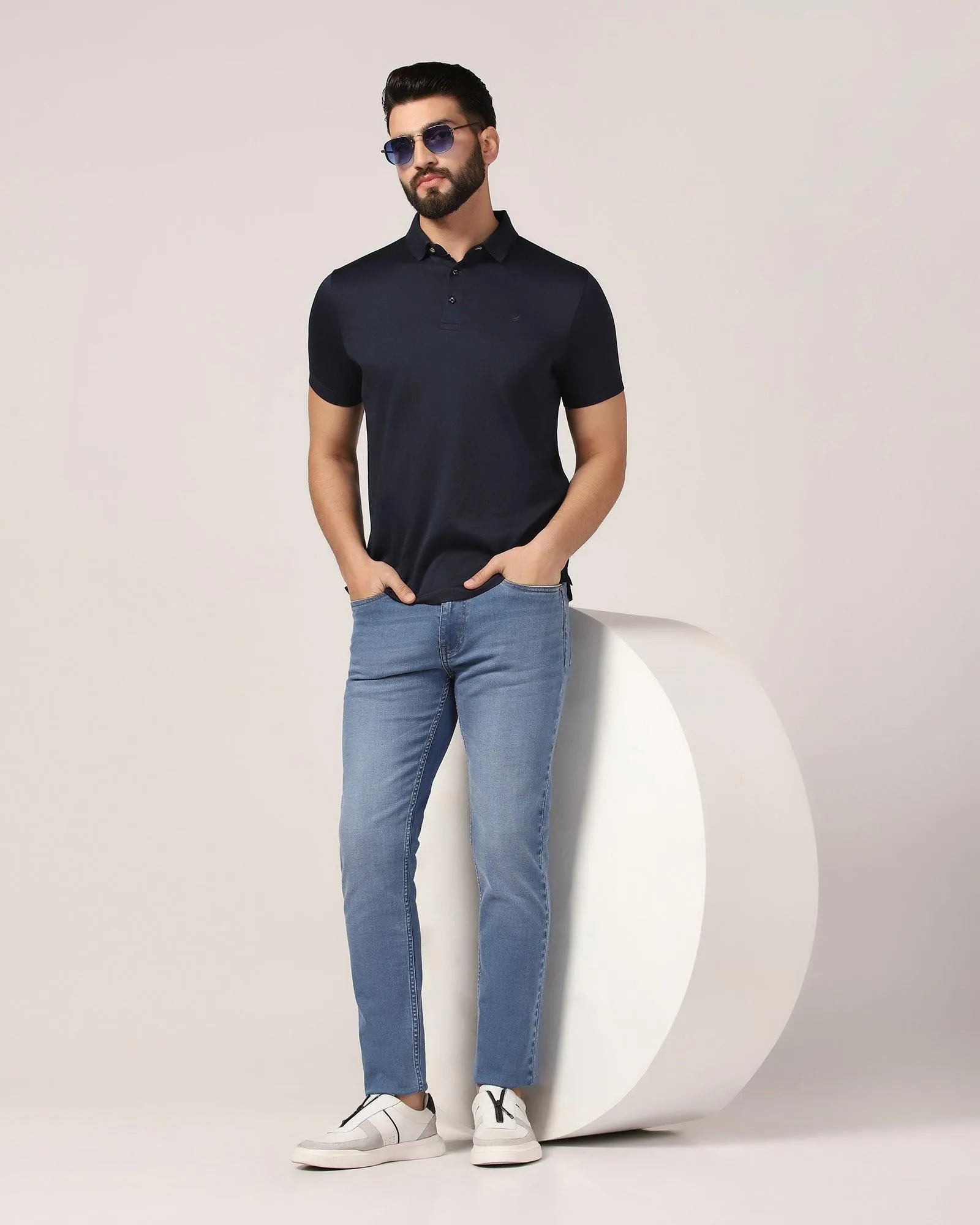 Polo Navy Iris Textured T-Shirt - Lois