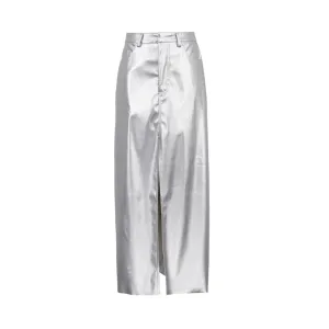 Pre Order:  Silver High Slit Ankle Length Skirt