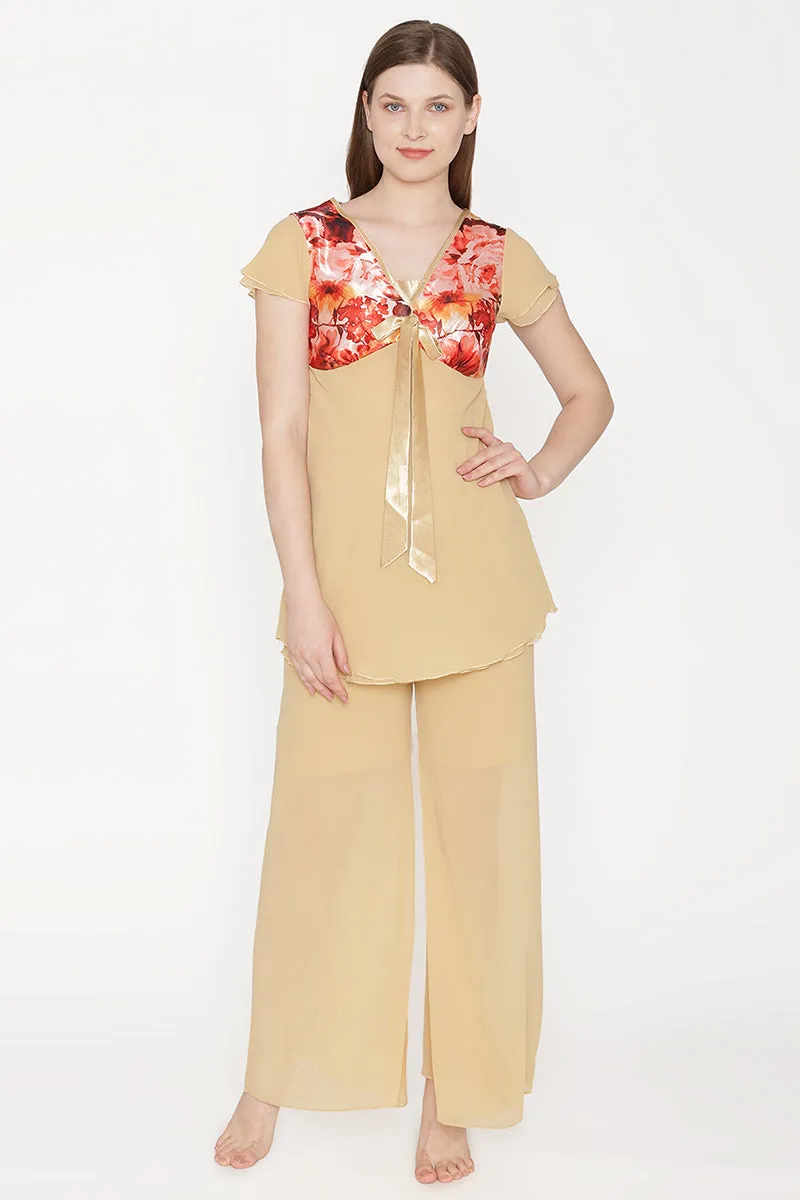 Private Lives Gold Chiffon Night suit