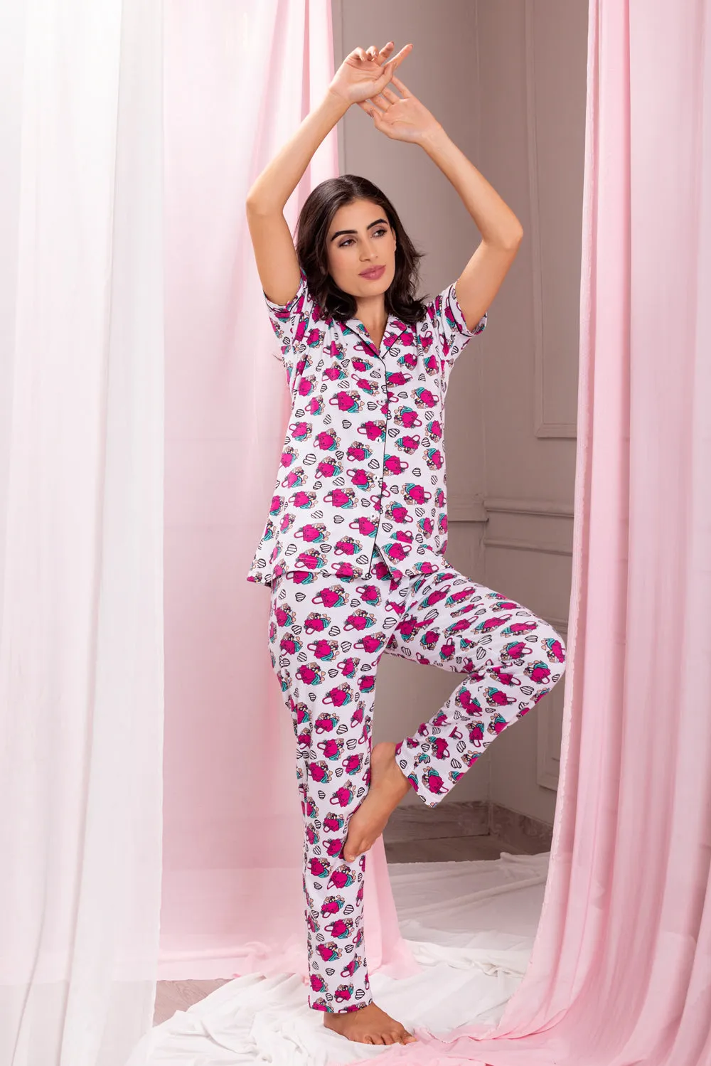 Pure cotton classic Collat Night suit