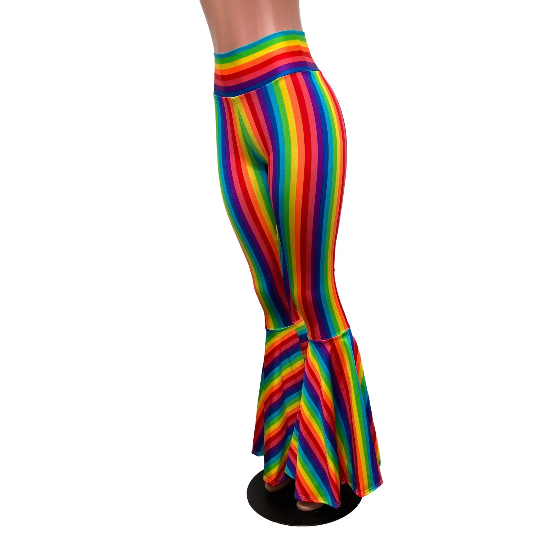 Rainbow Stripe Pride High Waist Bell Bottom Flares