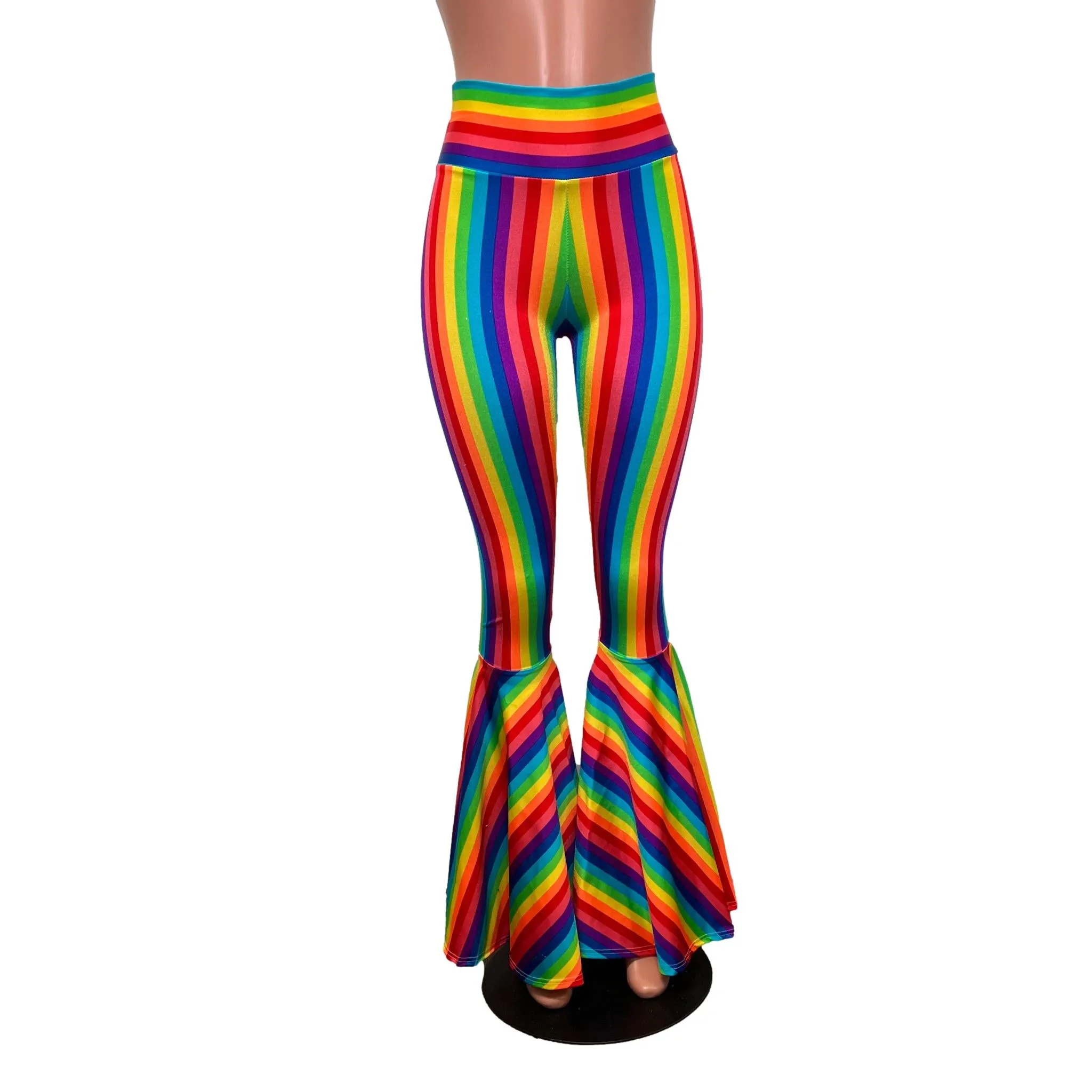 Rainbow Stripe Pride High Waist Bell Bottom Flares