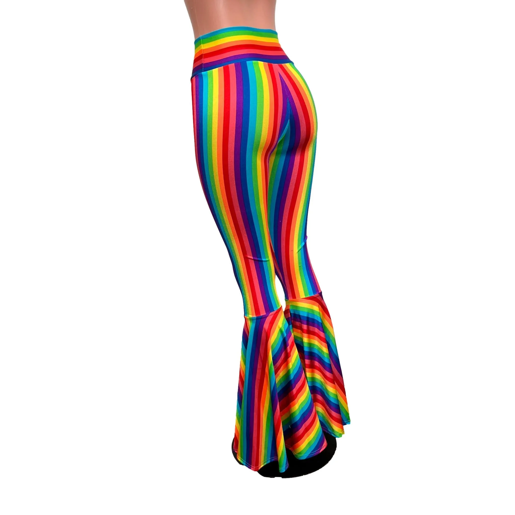 Rainbow Stripe Pride High Waist Bell Bottom Flares