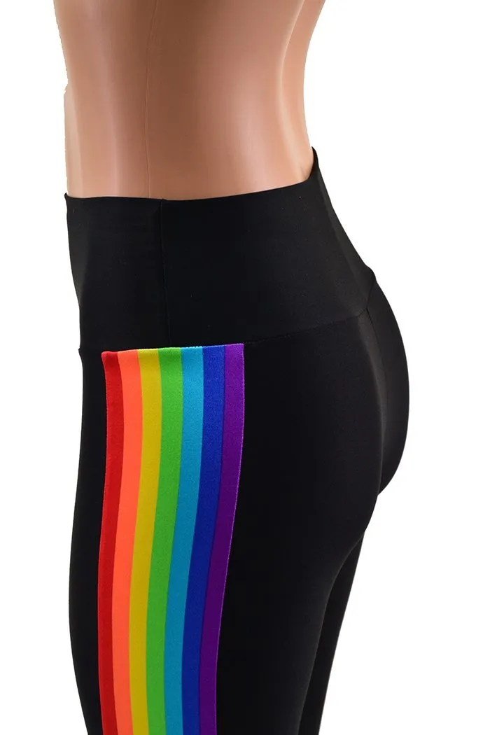 Retro Rainbow Side Panel  High Waist Leggings