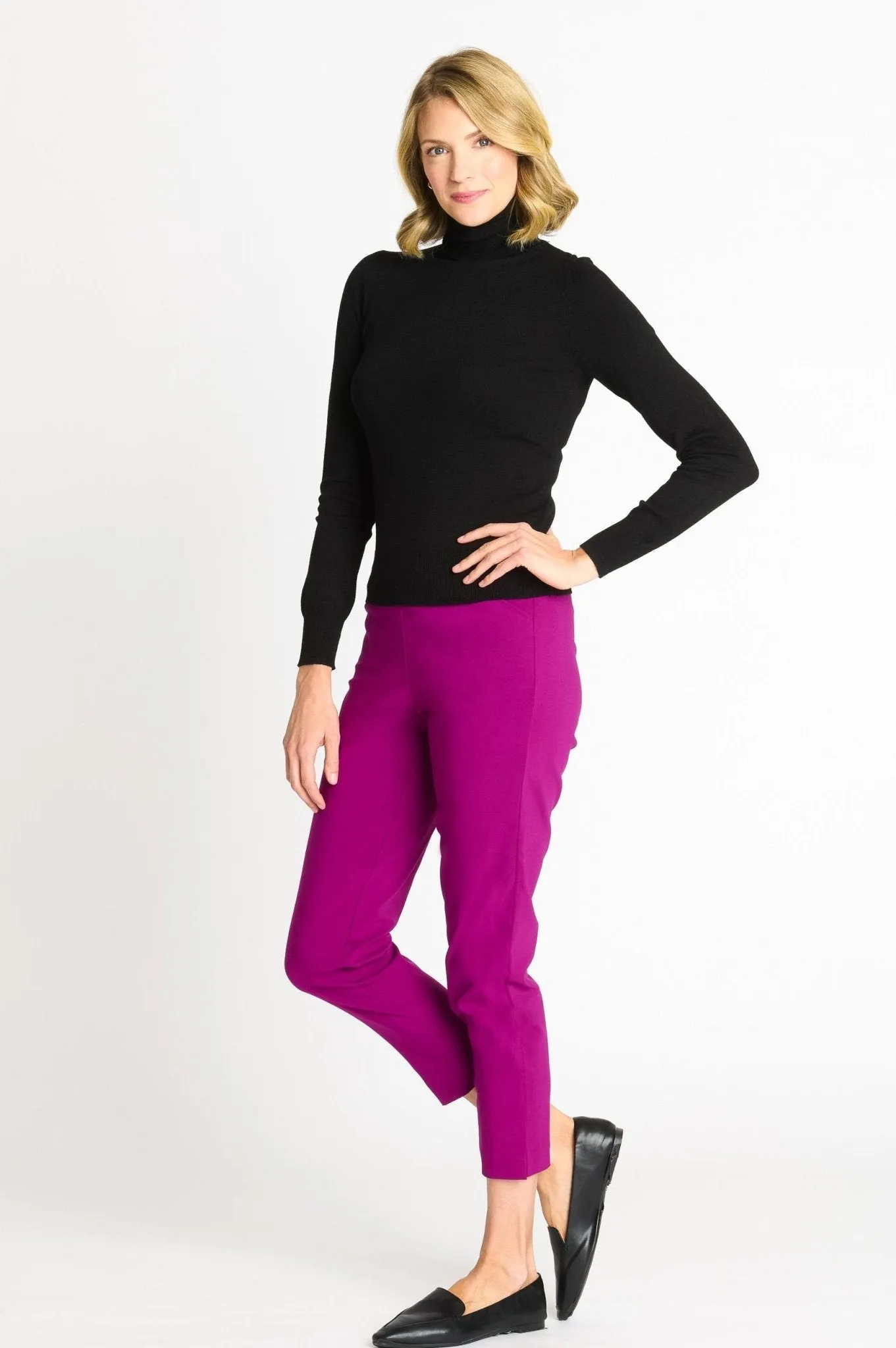 Roz & Ali Superstretch Magenta Pull On Ankle Pants