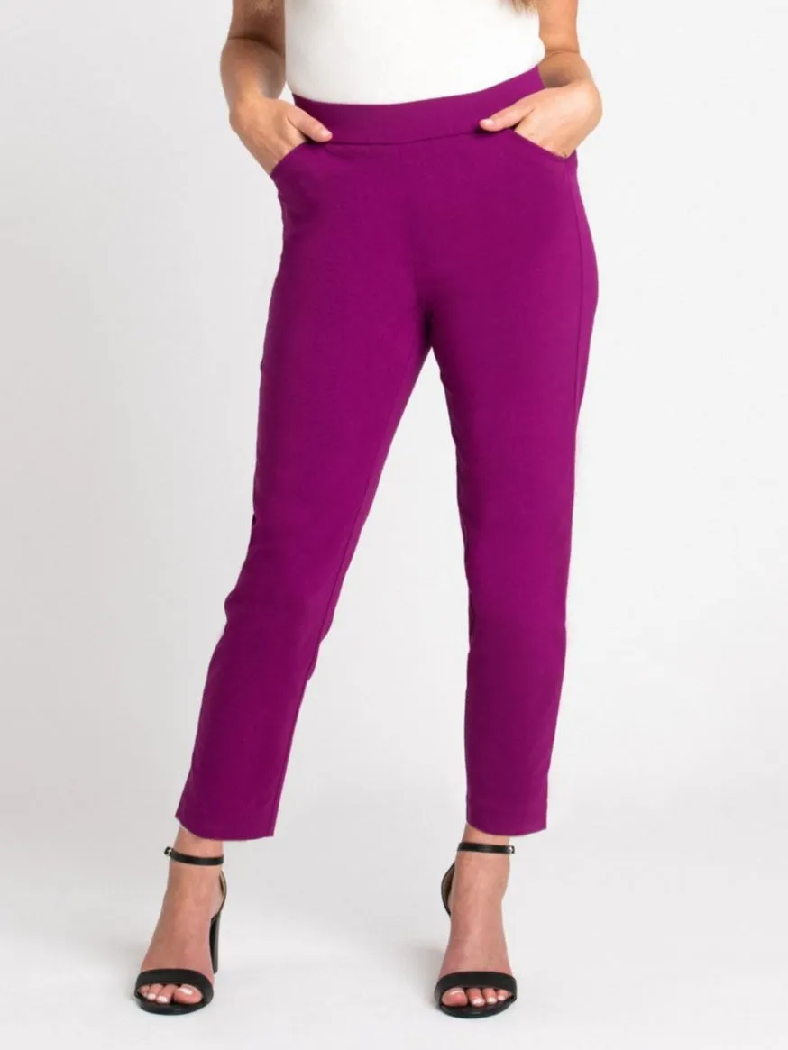 Roz & Ali Superstretch Magenta Pull On Ankle Pants