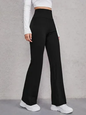 SHEIN Wide Waistband Flare Leg Pants