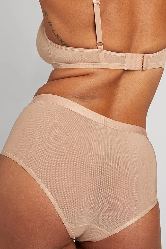 Sieve High-Waist Brief in Buff