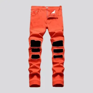 Skinny men's mid-waist jeans