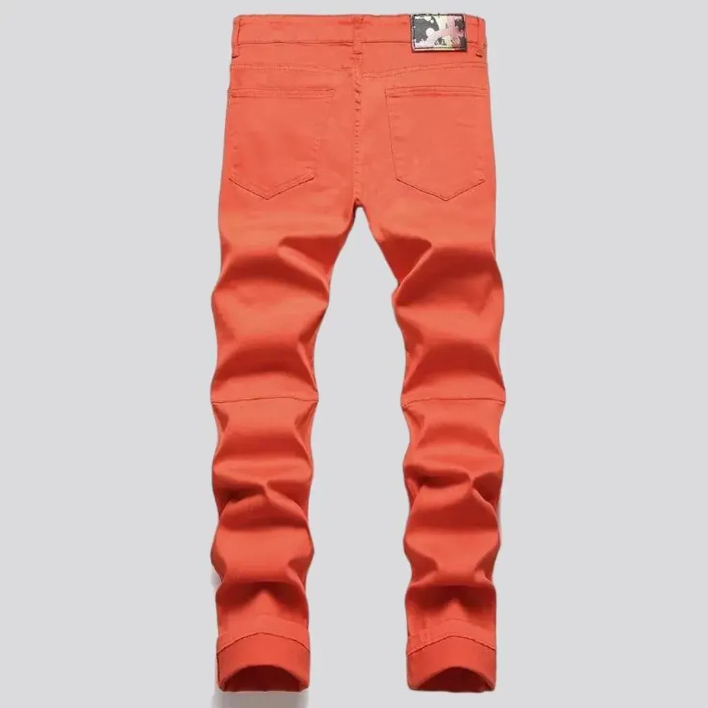 Skinny men's mid-waist jeans