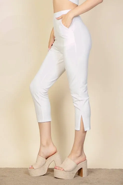 Slit Hem Cropped Pants