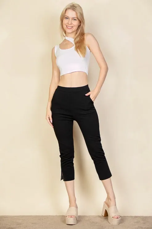 Slit Hem Cropped Pants