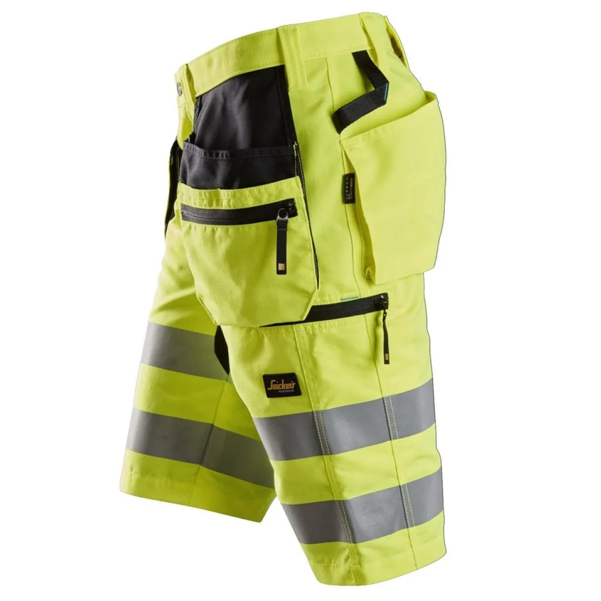 Snickers&#x20;6131&#x20;LiteWork,&#x20;High-Vis&#x20;Shorts&#x2B;&#x20;Holster&#x20;Pockets,&#x20;Class&#x20;1&#x20;-&#x20;High&#x20;Vis&#x20;Yellow&#x2F;Black