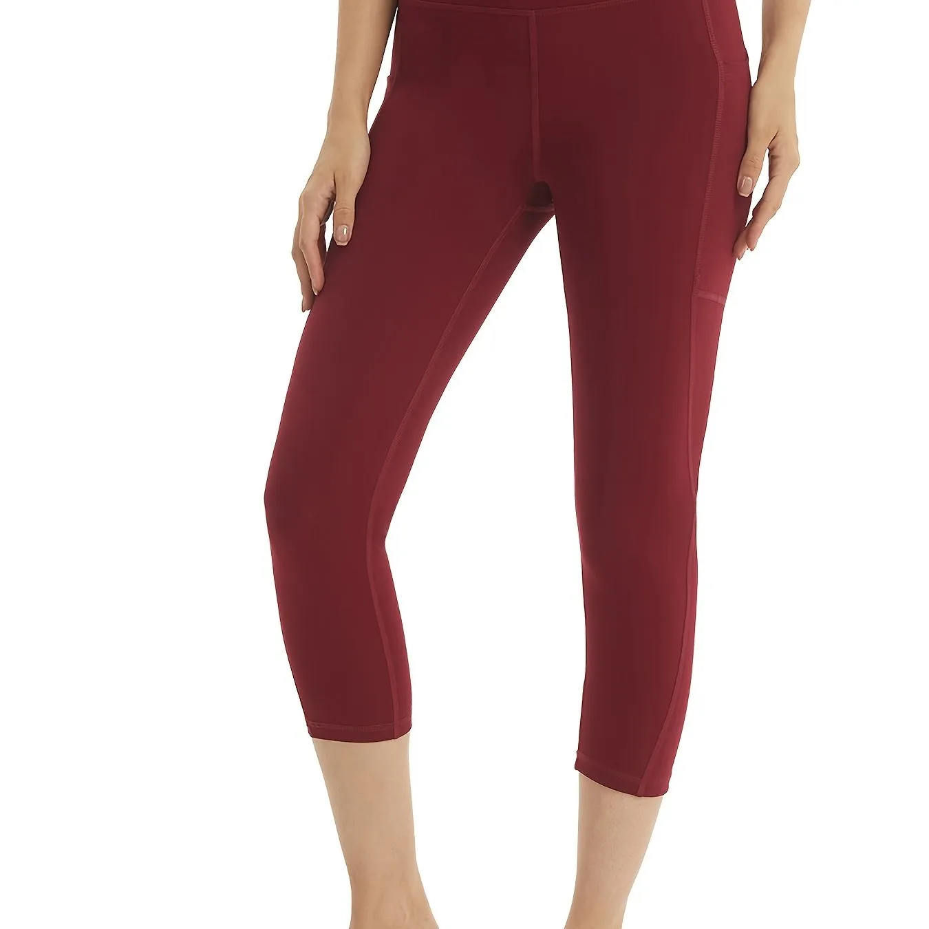 Solid High Waist Yoga Capri Pants Classic High Stretchy Slimming Leggings