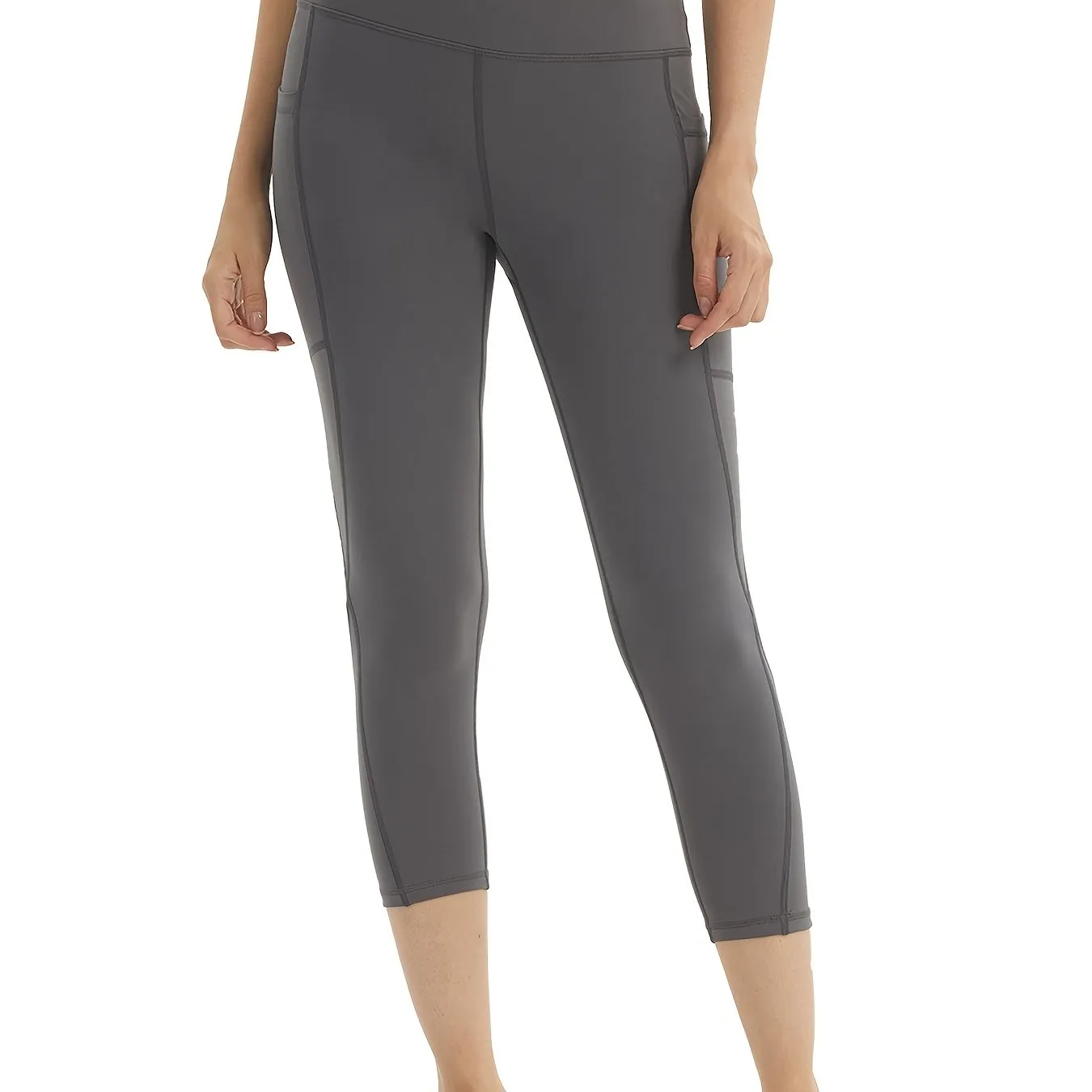 Solid High Waist Yoga Capri Pants Classic High Stretchy Slimming Leggings