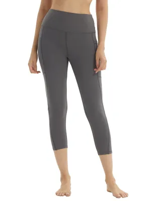 Solid High Waist Yoga Capri Pants Classic High Stretchy Slimming Leggings