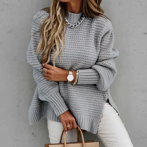 Solid Split Women Knitted Sweater