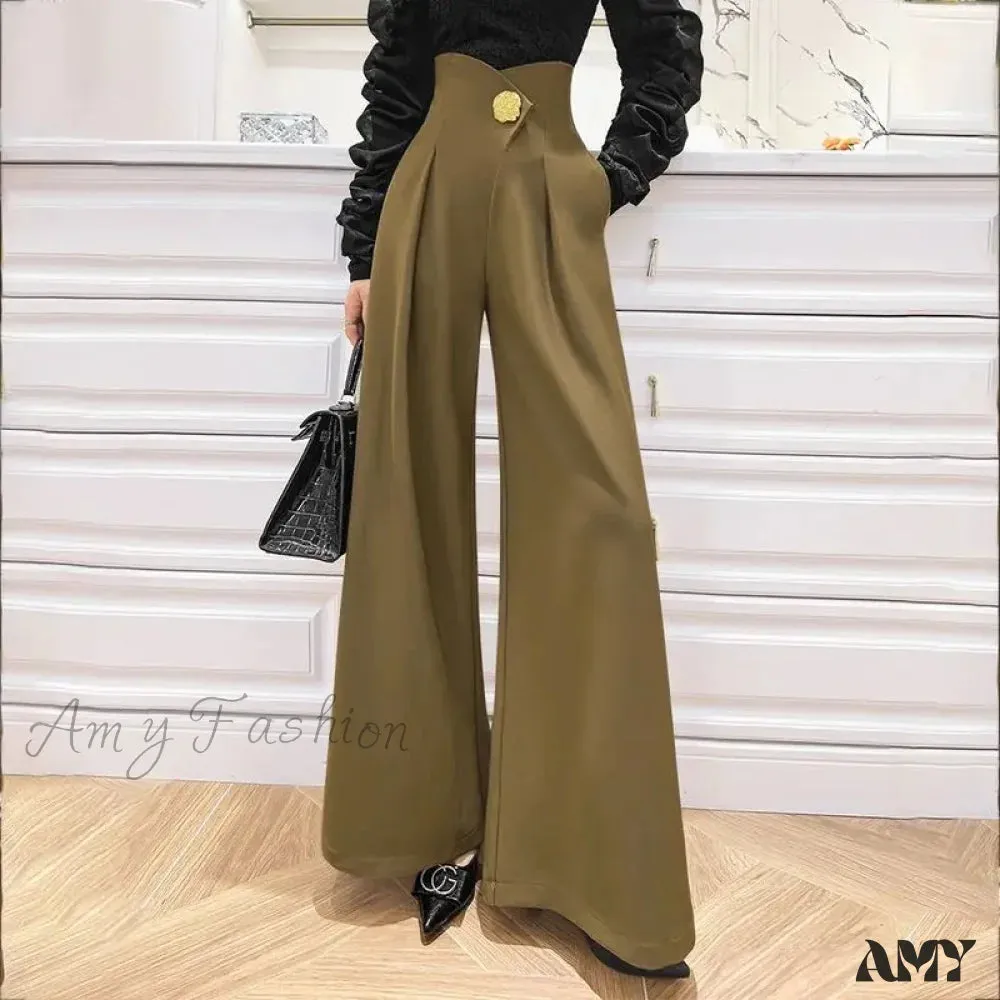 Stylish High Waist Three-Dimensional Spliced Wide Leg Pants