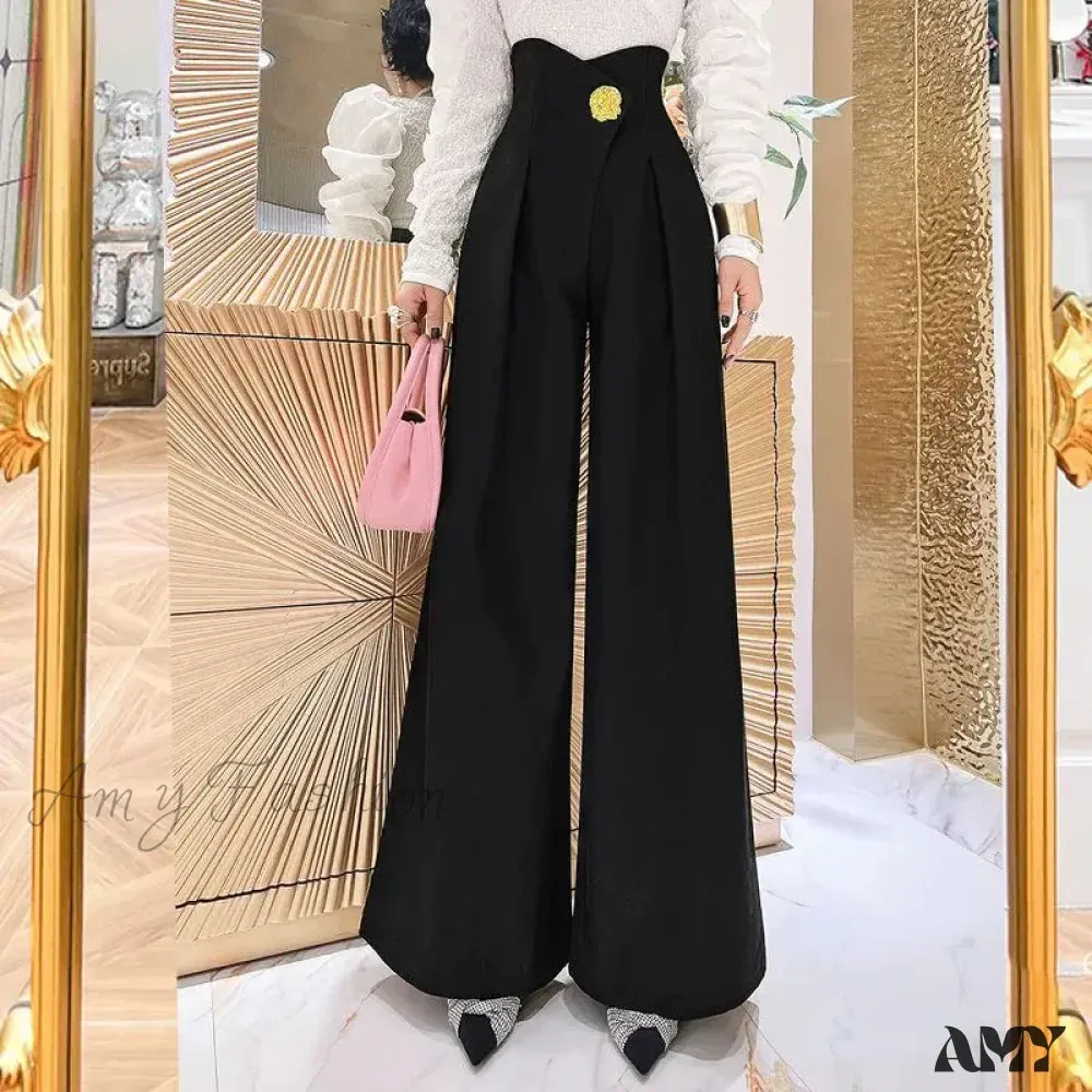 Stylish High Waist Three-Dimensional Spliced Wide Leg Pants