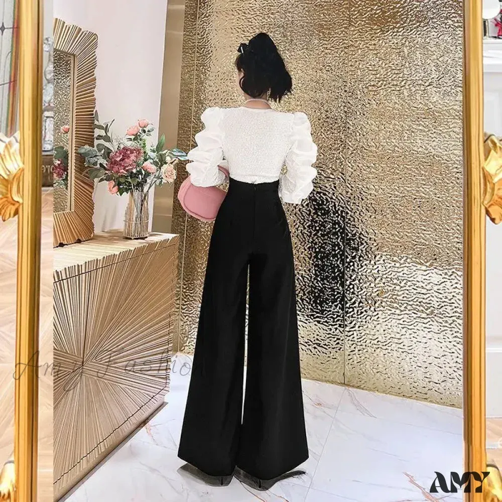 Stylish High Waist Three-Dimensional Spliced Wide Leg Pants