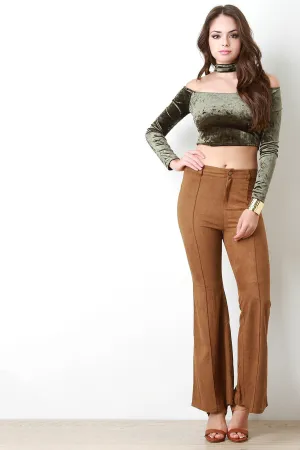 Suede Retro Bell Bottom Pants