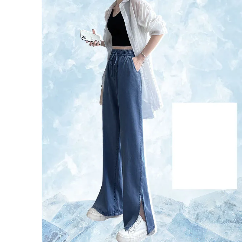 Summer Women’s High Waist Wide Leg Pants – Thin, Loose, Ice Silk Jeans