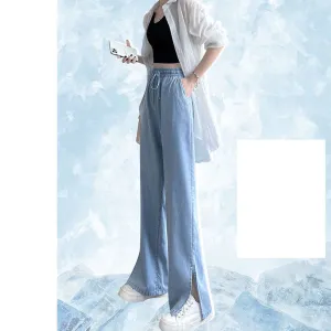 Summer Women’s High Waist Wide Leg Pants – Thin, Loose, Ice Silk Jeans