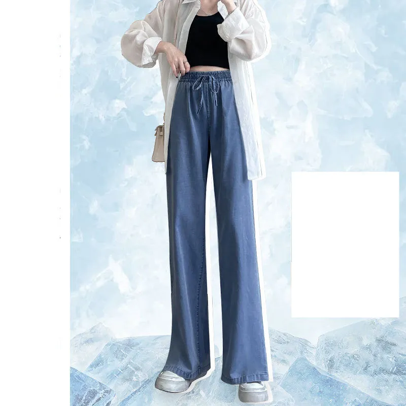 Summer Women’s High Waist Wide Leg Pants – Thin, Loose, Ice Silk Jeans