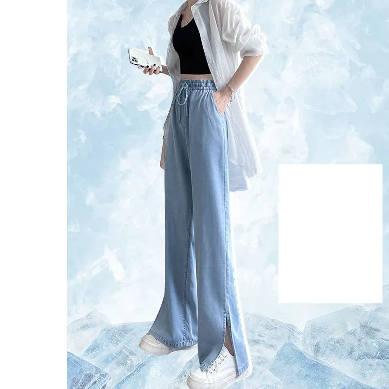 Summer Women’s High Waist Wide Leg Pants – Thin, Loose, Ice Silk Jeans